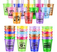 36PCS verres à shot sur collier de perles, colliers de verres à liqueur, colliers de perles pour anniversaire, mariage, équipe, marié, festival, fête (multicolore, 12 styles)