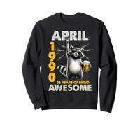 36th Birthday Raccoon Beer April 1990 Vintage 36 Years Old Sweatshirt