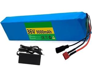 36V 9Ah Vélo Électrique Scooter Batterie,Batterie De E-Bike 36V Li-ION Battery, with Built in BMS and Charger, Batterie Trottinette Électrique for 200W 350W 500W 750W 36V 9Ah,T+DC