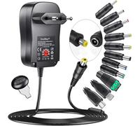 36W Adaptateur Universel AC/DC 12V/9V/7.5V/6V/5V/4.5V/3V Chargeur Bloc d'alimentation Transformateur avec 11 Conseils CC pour 3V-12V Electronics Ménages,3000mA Max