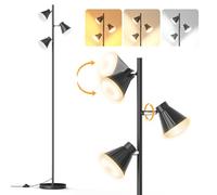 36W LED Intégré Lampadaire sur Pied Salon, Moderne Lampadaire LED à 3 Lumières avec Interrupteur à Pied, 3 Températures de Couleur Lampadaire Noir Lampe de Lecture Haute pour Salon Chambre Bureau