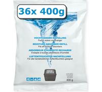 36x recharge de déshumidificateur - 400 grammes - odeur neutre - granulés dans un sac en non-tissé - recharge d'absorbeur d'humidité