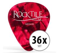 36x Set Plectres Médiators Guitare Electronique Acoustique Medium Design Rouge