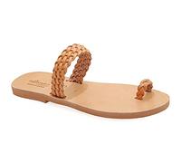 37 beige Emmanuela Sandales dans un ancien style grec, sandales plates en cuir tressé avec bague à orteils, chaussures d'été de haute qualité pour femmes, sandales à glissière boho chic