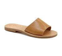 37 beige Emmanuela Sandales en cuir plate à la main à la main Grecque, Sandales simples de qualité, chaussures d'été de qualité pour femmes, sandales à glissière avec orteils ouverts