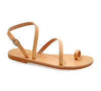37 beige Emmanuela Sandales en cuir plats à la main grecs grecs, Chaussures d'été pour femmes avec une ceinture à boucle réglable, sandales à lanières à orteaux et de brassards à la cheville
