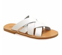 37 blanc Emmanuela Sandales dans un ancien style grec, Sandales plats en cuir à la main avec Open Toeh, Haute Qualité Slide Sumle Shoes pour femmes, Beige Blanc Turquoise Sliders