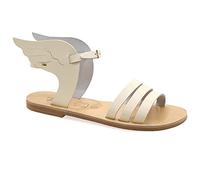 37 blanc Emmanuela Sandales en cuir grecque avec ceinture à boucle réglable, chaussures d'été à la main de haute qualité pour dames, bretelles Sandales avec ailes rose or, blanc, noir, jaune