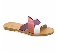 37 Multicolore 2 Emmanuela Sandales dans un ancien style grec, sandales plates en cuir à la main avec orteils ouverts, chaussures d'été pour femmes en or rose argent turquoise blanc