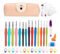 37 pcs Aiguilles à Crochet Set Crochet Kit 8 Pièces Aiguilles à Croche 2.0mm-10.0mm avec Poignées Ergonomiques kits de Crochet crochet tricot pour Débutants et Professionnels Cadeau Pour Femme