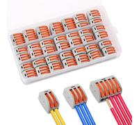 37 pièces Connecteurs électriques kits avec levier de commande, domino electrique, Rapide Compact Borne Cosses connexion Automatique, pour Fils Solides, Toronnés et Flexibles 2/3/5 entrées