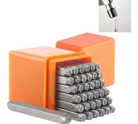 37 Pièces Lettre Frapper, Kit Poinçon Metal 3mm, Pointeau Frapper Alphabet A-Z, Chiffres 0-9, Symbol & Coeur, Outil Tampon Lettres-Numéros pour Estampage Métal, Plastique, Bois, DIY, Cuir