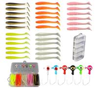 37 Pièces Leurres de Pêche Kit Leurres de Spinnerbaits Pêche Kit avec Boîte à Outils Portable Leurre Souple,Plastique vers,Minnow,Fishing Lures Peche