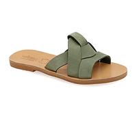 37 vert olive Emmanuela Sandales dans un ancien style grec, sandales plates en cuir à la main avec orteils ouverts, chaussures d'été pour femmes en or rose argent turquoise blanc