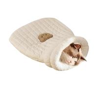 37 x 44 x 2 cm Cat Sleeping Bag Warm Pet Bed, Sac de couchage pour chats - Sac P-elo Chats Lit Chaud pour Animaux de compagnie, Lits Chats Creux Lits Chats Design Doux et Lavable Marron Clair Blanc