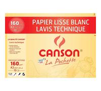 [37103] CANSON Pochette 10 Feuilles Dessin Lavis Technique lisse A3 160g Blanc