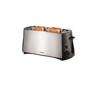 Cloer 3719 Longue fente Grille-Pain pour 4 tranches de toast, 1380 W, support pour petits pains intégré, Élevateur de tranches de pain, Tiroir à miette, Boîtier en acier inoxydable, noir