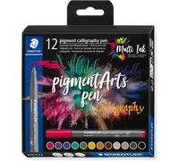 Staedtler - Feutres calligraphie Pigment Calligraphy 375 C12 - Pointe 2 mm - 12 couleurs