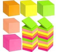375 Feuillets Notes Super Sticky Notes,76x76mm Notes Autocollantes de 5 Couleurs Vive,75 Feuilles par Bloc,5 Blocs Carré Notes Adhésives Réutilisables,Sticky Memo pour le Bureau,L'école et La Maison