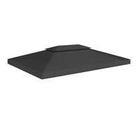 3753Top vente® Toile de toit de belvédère,Toile de rechange pour pavillon tonnelle tente ANTI UV 2 niveaux 310 g-m² 4x3 m Noir