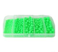 375pcs Glow Fishing Beads 5 Sizes Plastic Tackle Box | 375 pieces total, 5 mixed sizes, plastic storage box included, glow green red yellow, night fishing essential