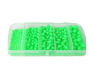 375pcs Glow Fishing Beads 5 Sizes Plastic Tackle Box | 375 pieces total, 5 mixed sizes, plastic storage box included, glow green red yellow, night fishing essential