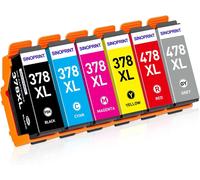 378XL 478XL Lot de cartouches d'encre compatibles avec Epson 378 XL 478 XL pour Expression Photo HD XP-15000 XP15000 (1 rouge,1 gris,1 noir,1 cyan,1 magenta,1 jaune)