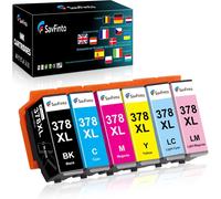 378XL Cartouche d'encre Compatible avec Epson 378 XL Epson Expression Photo XP-8500 XP-8505 XP-8600 XP-8000 XP-8005 (Noir, Cyan, Magenta, Jaune, Cyan Clair, Magenta Clair) 6 Pack