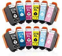 378XL Multipack Ink Cartridge Compatible with Epson 378 XL for Expression Photo XP8000 XP8005 XP8500 XP8505 XP8600 XP8605 XP8606 XP8700 XP8705 XP15000 Pack of 12