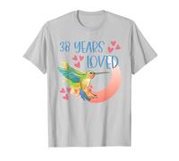 38 Ans d'anniversaire aimé pour Femme Colibri T-Shirt, Homme, Argent, M