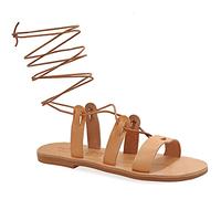 38 beige Emmanuela Sandales en cuir haute mollet dans un ancien style grec, gladiateur à la main, Sandales de reliure, sandales de haute qualité, chaussures d'été avec des orteils ouverts