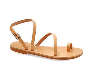 38 beige Emmanuela Sandales en cuir plats à la main grecs grecs, Chaussures d'été pour femmes avec une ceinture à boucle réglable, sandales à lanières à orteaux et de brassards à la cheville