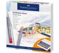FABER-CASTELL 114616 - Crayons aquarellables Goldfaber Aqua, coffret d'atelier de 38 pièces avec accessoires, colorés