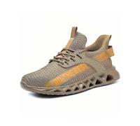 (38,khaki)Steel Toe Safety Shoes for Men Women Light Protective Work Sneaker Anti-puncture Work Shoes Unisex Coustruction Safety WorkBoots