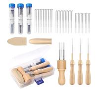 38 PCS Kit D'outils De Feutrage, 3 Tailles Laine Feutrage Outil, Aiguille à Feutrer, Tampon en Feutre, Manche Bois Outils Feutre, pour Artisanat Accessoires à Tricoter