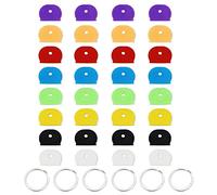 38 Pièces, 32 Couvres Clés et 6 Porte-Clés, 8 Couleurs Caches Clef Flexibles Caps Clé Universel en Caoutchouc pour Identification de Clés