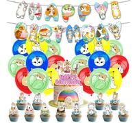 38 Pièces Decoration Anniversaire Garçon Fille, Chat Ballons Anniversaire Set, Décoration Ballon en Aluminium, Ballons Set pour Fête d'Anniversaire pour Enfants
