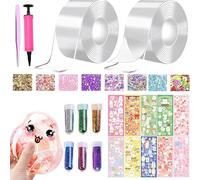 38 Pièces Nano Tape Bubbles Set, Enfants DIY Nano Bubble Tape, Ruban à Bulles avec Sequins, Autocollant, Bricolage DIY Craft Kit pour Faire des fêtes à Bulles, Anniversaire Cadeau