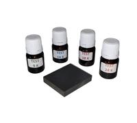 38 € port offert Kit 4 flacons à spatule test bijoux testeur pour l' or 9 K, 14 K, 18 K et 24 K prêt à l'emploi avec pierre de touche + notice offerte