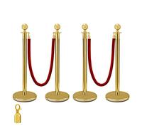 38 pouces d'or Silver Stanchion Posts file d'attente Red Velvet Rope Crowd Control Line Barrières avec base stable for les fournitures de fête,Équipement Performant(B)