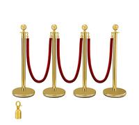38 pouces d'or Silver Stanchion Posts file d'attente Red Velvet Rope Crowd Control Line Barrières avec base stable for les fournitures de fête,Équipement Performant(C)