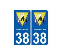 38 Villard-de-Lans blason ville autocollant plaque stickers - Angles : arrondis