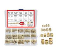 380 inserts filetés 2/2,5/3/4/5/6 mm, filetage femelle, écrous moletés métriques, kit d'assortiment d'inserts en laiton pour feuille chauffante