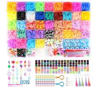 3800+ Elastique Bracelet Kit, Bracelet Elastique Enfant Kit 54 cellules, comprenant métier à tisser, crochet, élastiques, breloques, perles etc.Élastique Loom Bands Kit, jouets et cadeaux pour enfants