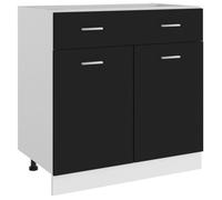 385®TOP-MARKT*| Jill's Armoire de plancher - Commode Bas bahut de Cuisine à tiroir Noir 80x46x81,5 cm Aggloméré Contemporain décor