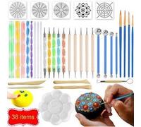38pcs Kit d'outils de peinture de mandala, Outils DIY De Nail Art Manucure D'argile Poterie Fournitures de Peinture Sculpture G