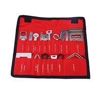 38pcs Outil de Suppression de Radio, Keenso Outil Autoradio Stéréo Extraction Retrait en Acier au Carbone Outil Enlèvement Installateur(Red Bag)