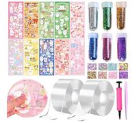 38Pièces Nano Tape Bubbles Kit, Nano Tape Bubbles Set pour Enfants, Nano Tape, Bubble Tape, Ballon à Bulles en Plastique Fait Maison, DIY Craft Kit Cadeaux de Fête pour Enfant