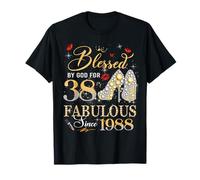 38th Birthday Queen Blessed by God 38 Fabulous Since 1988 T-Shirt