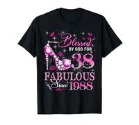 38th Birthday Queen Blessed by God 38 Fabulous Since 1988 T-Shirt